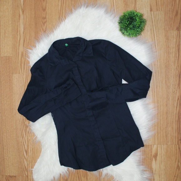 United Colors of Benetton Navy Button Up S EUC